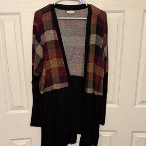 Maurices Multicolor Plaid Open Front Cardigan